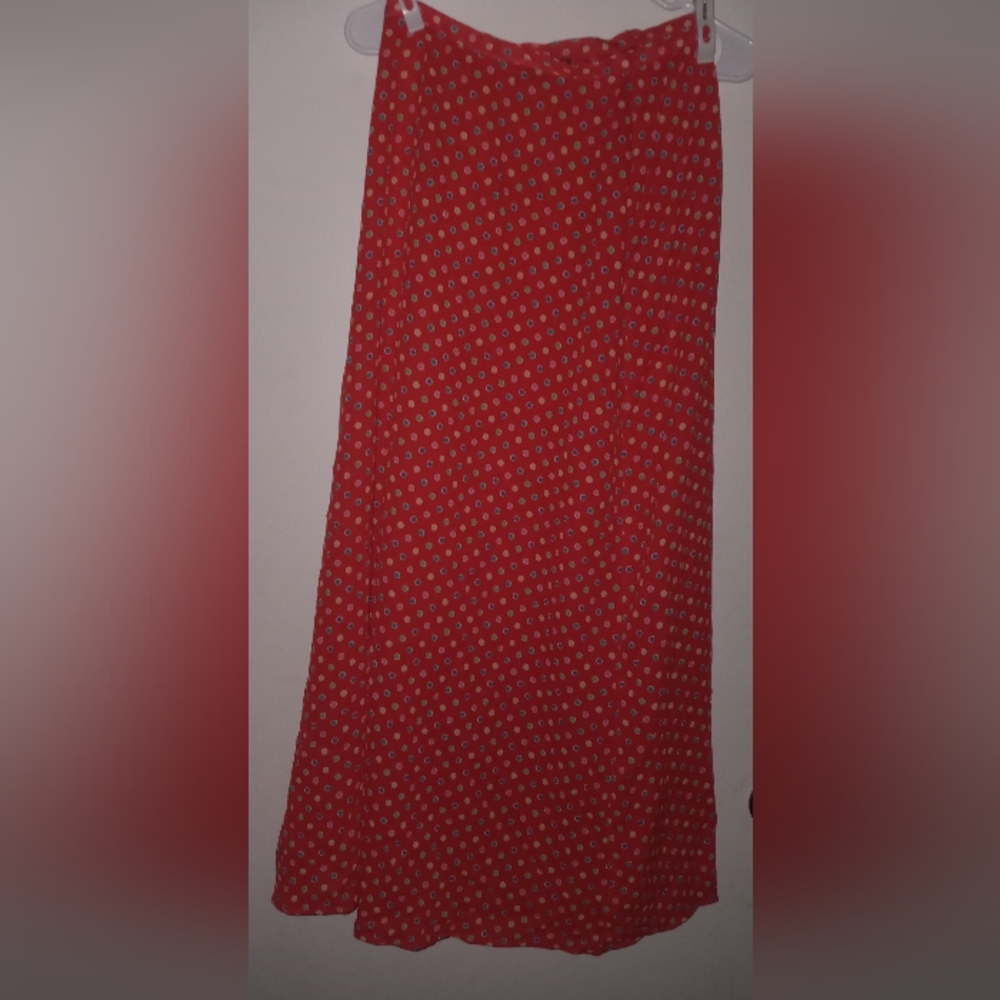 Vintage Bentley Arbuckle Red Multi-Color Long Skirt Size 8